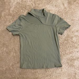 Mm mm mm Green Shirt with cutout